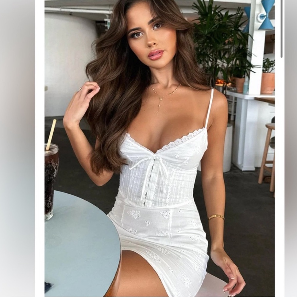 White Fox Boutique Mini White Lace Dress